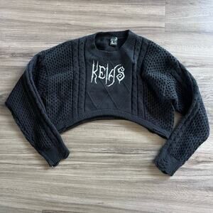 Punk Letter Print Loose Crop Sweater